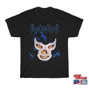 Blue Demon Wrestler Wrestling Legend Logo Mens Black Tshirt Classic